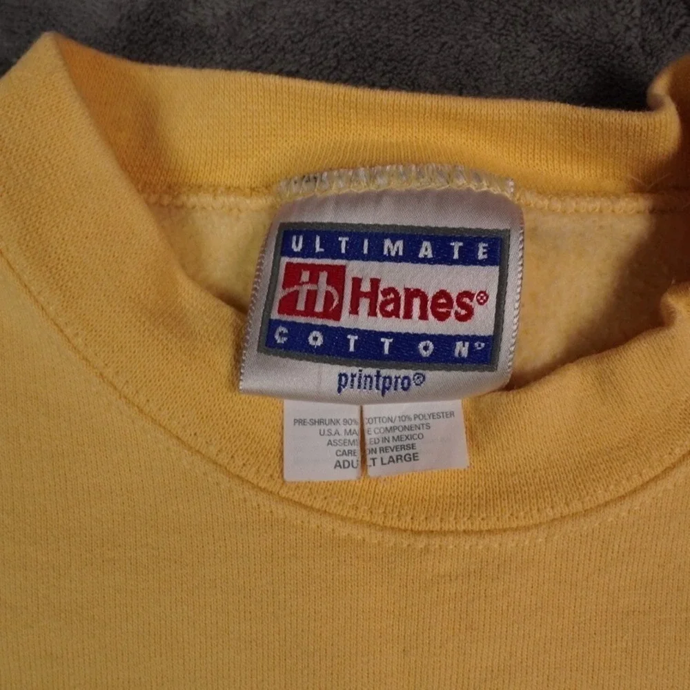 Vintage Ireland Shamrock Hanes PrintProSweatshirt Large Yellow‎ Embroidered 90s